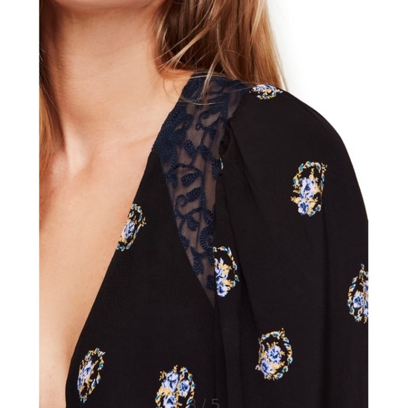 Free people dress size 2 new black floral - Picture 3 of 4